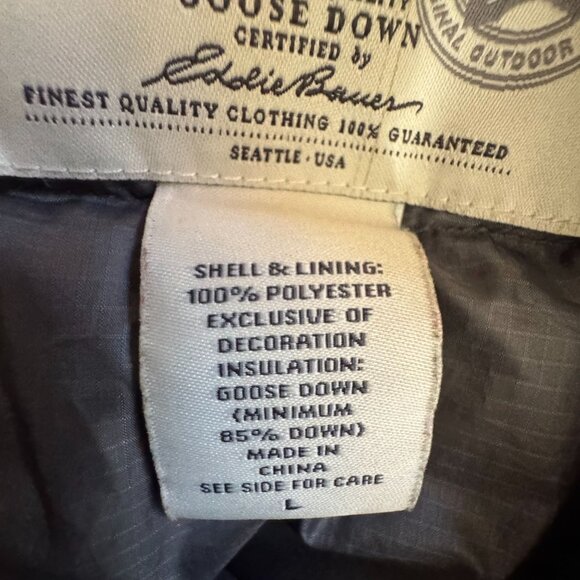 Eddie Bauer Vest Men Large Puffer 700‎ Goose Down Fill EB700 Premium Warmth EUC - Picture 4 of 7